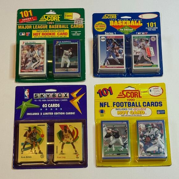 4 Vintage Double Pack Sports Trading Cards 1990-1992